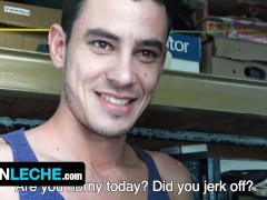 'Twink Boy With Caramel Skin Bruno Slobbers On Two Fat Latino Cocks At The Same Time - Latin Leche'