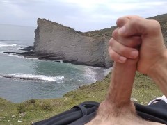 'Big Beautiful Big Fat Cock Gets Handjob in Public with Gorgeous Sea Views'