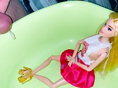 Small Penis Cumming And Pissing On Clothed Barbie Doll