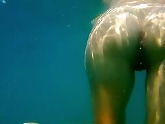 'Underwater PUSSY PLAY at Public Beach # FUN from Risky Public Exhibitionism'