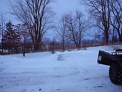 Exhibitionist Husband Plowing Snow With Naked Ass