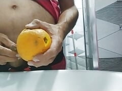 Masturbation with an orange, it's very tasty and juicy, try it