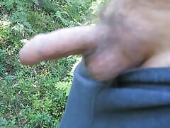 Uncut hairy pisser in the woods