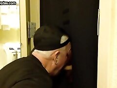 Greedy gloryhole DILF sucks BFs cock in homemade video