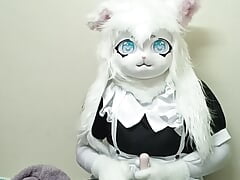 Kigurumi maid girl vibrates moaning and orgasm