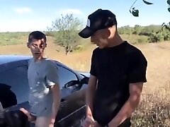 'Straight guy fucked 18 year old student outdoor by car and both cum'