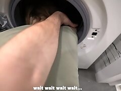 'step bro fucked step sister while she is inside of washing machine - creampie'