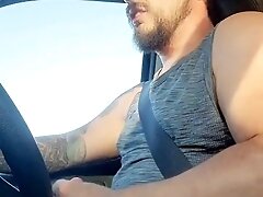 'Country boy jacks off while driving'