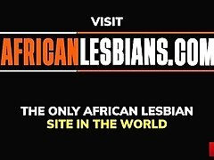 'black lesbian couble trying new sex toy'