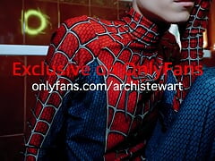 Archi Stewart became Spider-Man  Handjob games in the bathroom