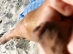 Flashing My cock on the beach and mastrubation