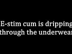 E-stim cum is dripping through the underwear