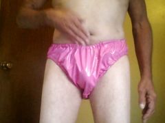 pink plastic sissy panties