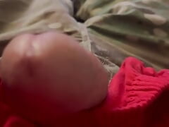 Army Soldier shoots HOT CUM shot onto some red briefs for a follower (See 3:20 for the big shot)