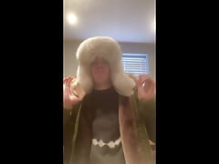 Fur fetish with my ushanka and artic army fur bomber