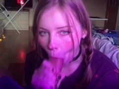 'Younger stepsister sucks big cock and gets cum on face'