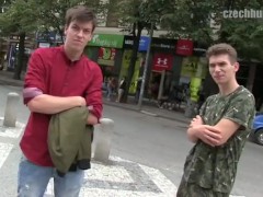 '  CZECH HUNTER 371 -  Straight Friends Dared To Suck & Fuck Each Other For Some Good Money'