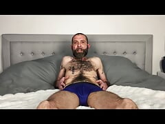Verbal daddy fucks his hairy ass with a dildo