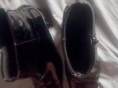 Cumming on new patent ankle boots