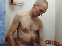 Hot dick massage in the shower