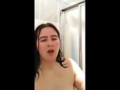'Chubby girl in shower'