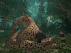 'Wild Life / Leopard Playing With Her Prey'