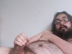 Fat bear shows his butt and spanks it, masturbates and cums