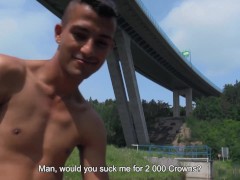 'BigStr - Poor Guy Lets A Stranger Fuck Him Outdoors By The Lake To Make Some Easy Extra Cash'